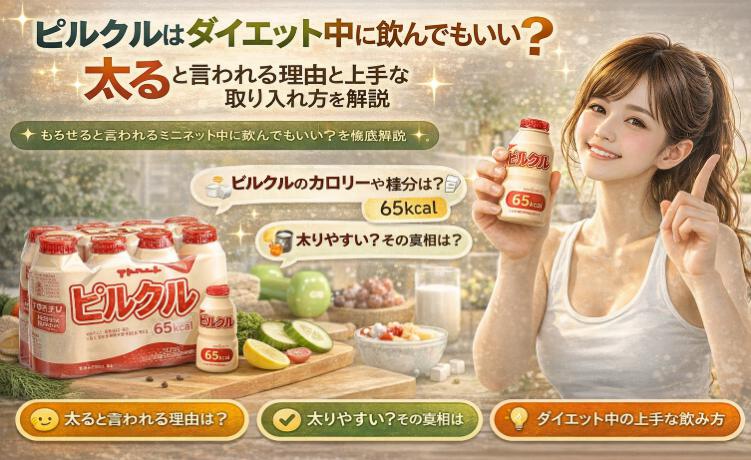 ピルクルはダイエット中に飲んでもいい？太ると言われる理由と上手な取り入れ方を解説